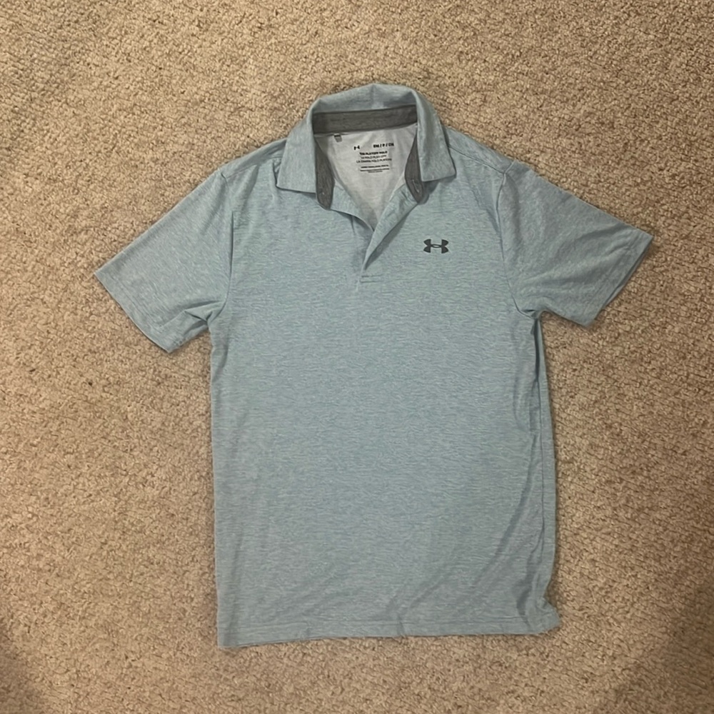 Mens Under Armour Light Blue Playoff Polo Size Small.